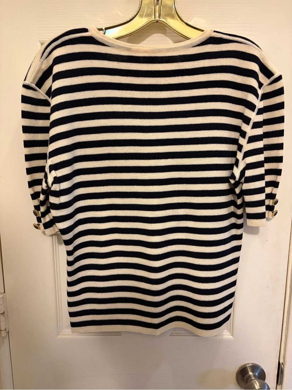 Ungaro Ter Black & White Striped Scoop Neck Knit Top and matching cardigan